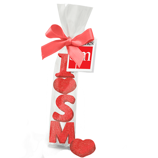 Ribbon bag with message gummies