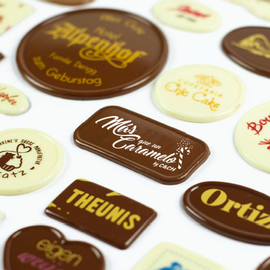 Fichas de chocolate impreso