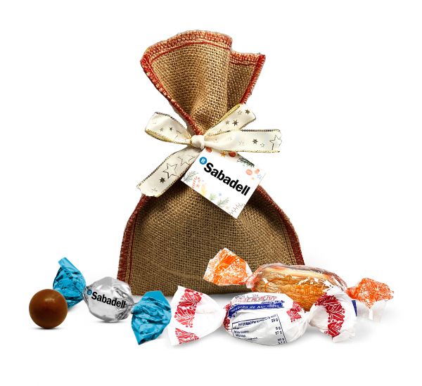 Saco de Yute con mix de dulces navideños