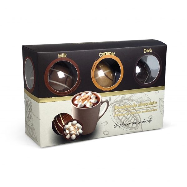 Caja con 3 bombas de chocolate
