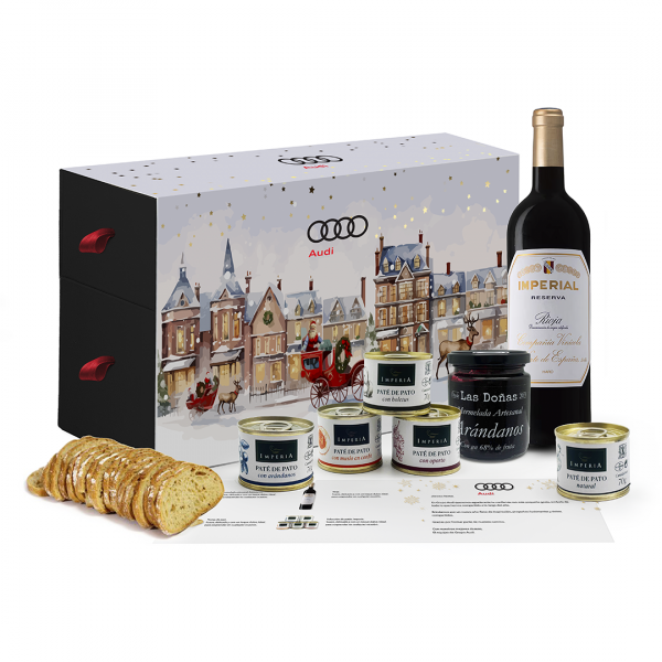 Cofre selección de patés con vino y mermelada