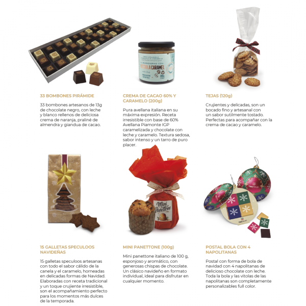 Cofre bombones, panettone y crema de cacao y caramelo - Imagen 3
