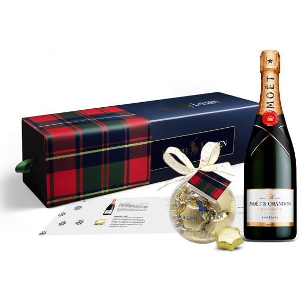 Cofre champagne y bola de Navidad